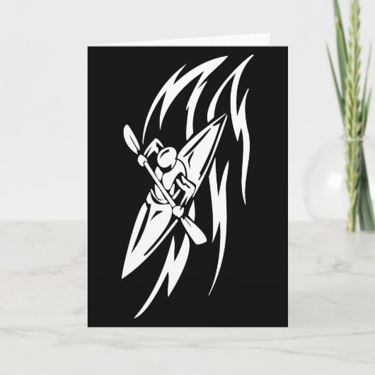 Kayaking Extreme Sport Grafik in Schwarz & Weiß Karte (Vorderseite)