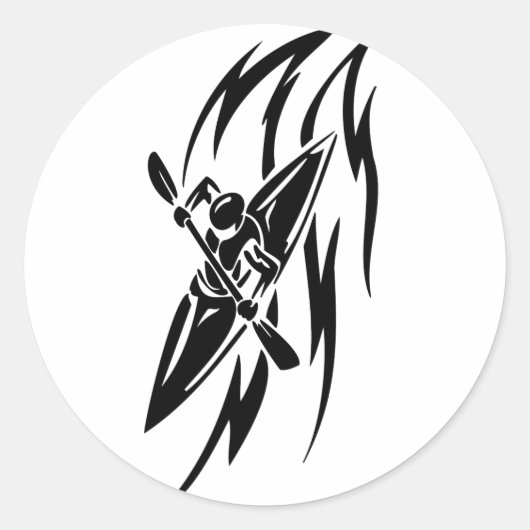 Kayaking Extreme Sport Grafik in Schwarz & Weiß Runder Aufkleber (Vorderseite)