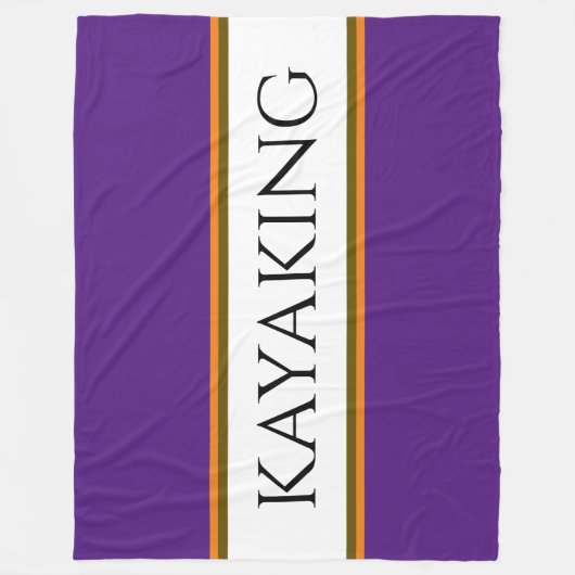 KAYAKING Fun Lila, weiße, orangefarbene Streifen Fleecedecke (Vorderseite)