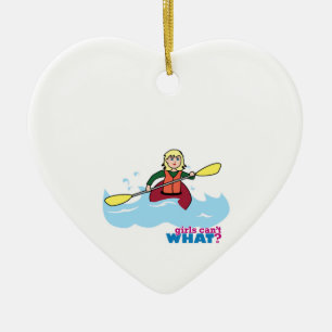 Kayaking Girl - Licht/Blonde Keramikornament