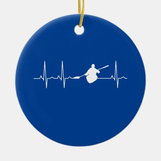 Kayaking Heartbeat Keramik Ornament (Vorne)