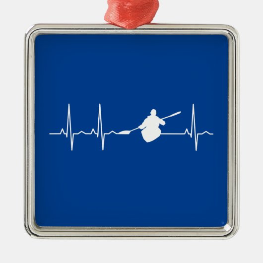 Kayaking Heartbeat Ornament Aus Metall (Vorne)