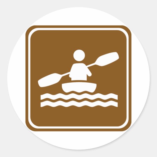 Kayaking Highway Sign Runder Aufkleber (Vorderseite)