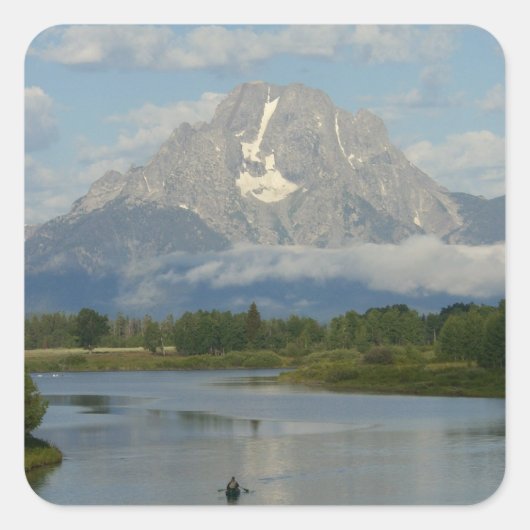 Kayaking in Grand Teton Nationalpark Quadratischer Aufkleber (Vorderseite)