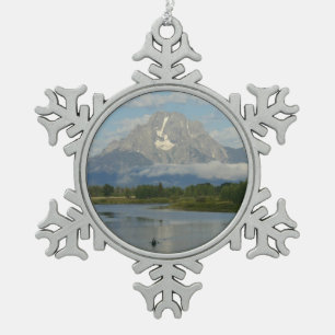 Kayaking in Grand Teton Nationalpark Schneeflocken Zinn-Ornament