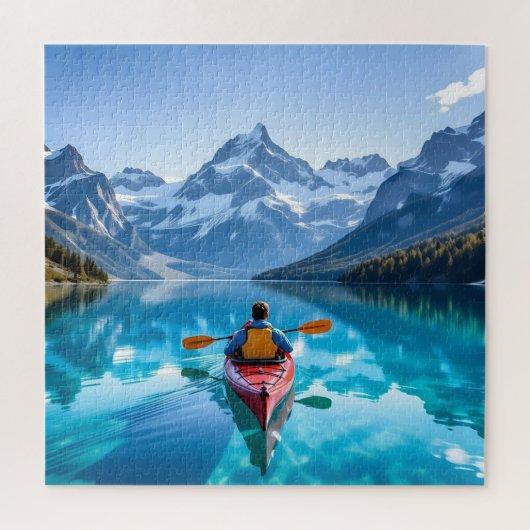 Kayaking in Mountains Beautiful Nature Puzzle (Vertikal)