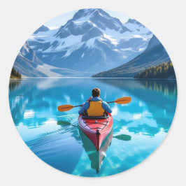  Kayaking in Mountains  Beautiful Nature Runder Aufkleber