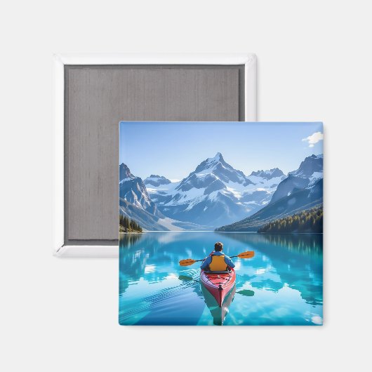 Kayaking in Mountains Magnet (Vorderseite/Rückseite)