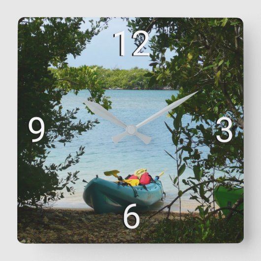 Kayaking in St. Thomas - US-Jungfrau Quadratische Wanduhr (Vorderseite)
