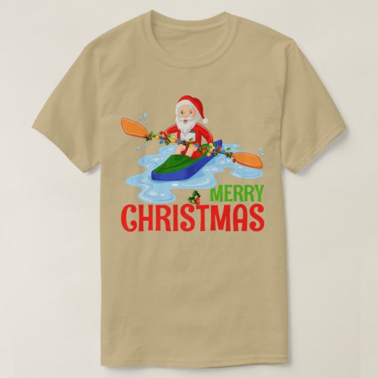 Kayaking Lover Xmas Lights Funny Santa Kayaking Ch T-Shirt (Design vorne)
