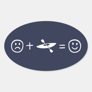 Kayaking macht dich glücklich ovaler aufkleber