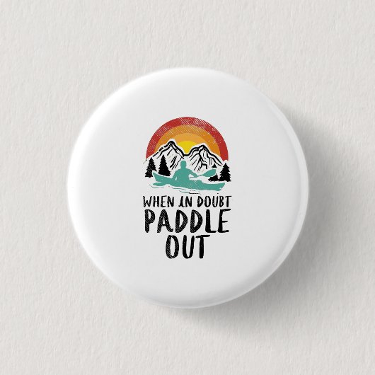 Kayaking Nature Retro Button (Vorderseite)