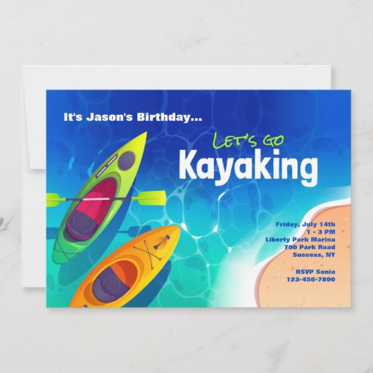 Kayaking Party Einladung (Vorderseite)