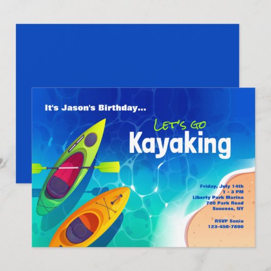 Kayaking Party Einladung (Vorne/Hinten)