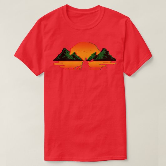 Kayaking Retro Vaporwave Sunset Kanoeing Kayak T-Shirt (Design vorne)