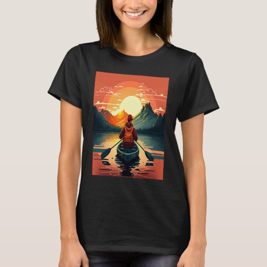 Kayaking River Camper River Boating In Sunset  2 T-Shirt (Vorderseite)