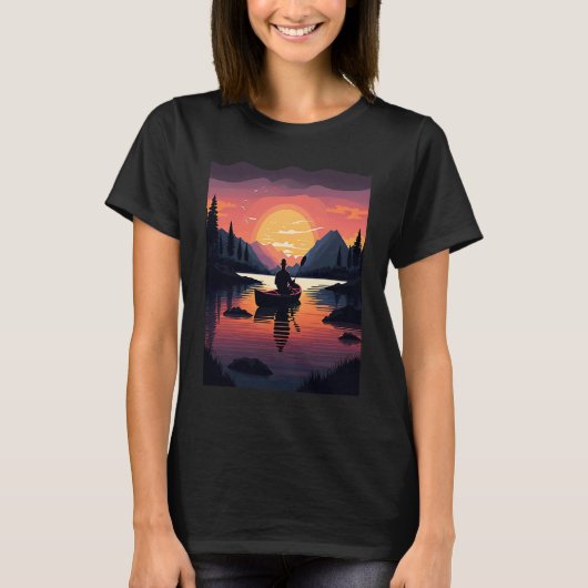 Kayaking River Camper River Boating In Sunset  3 T-Shirt (Vorderseite)