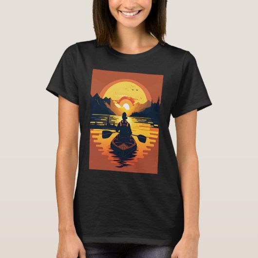 Kayaking River Camper River Boating In Sunset T-Shirt (Vorderseite)