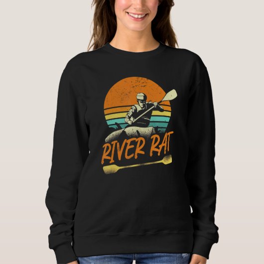 Kayaking River Rat Retro Vintag Sunset Sweatshirt (Vorderseite)