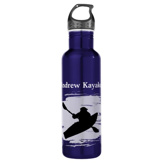 Kayaking - silhouette of kayaker - Personalize Edelstahlflasche (Vorderseite)