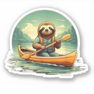 Kayaking Sloth Canoe Lover Funny Animals Vintag Aufkleber