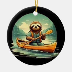 Kayaking Sloth Canoe Lover Funny Animals Vintag Keramik Ornament