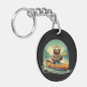 Kayaking Sloth Canoe Lover Funny Animals Vintag Schlüsselanhänger (Vorderseite links)