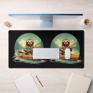 Kayaking Sloth Canoe Lover Funny Animals Vintag Schreibtischunterlage
