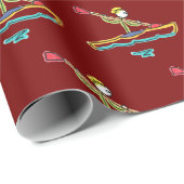 Kayaking-Strichmännchen Geschenkpapier (Rolleneckpunkt)