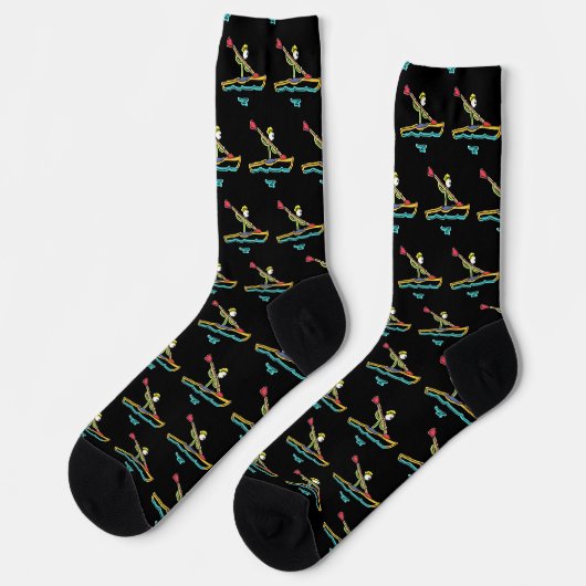 Kayaking-Strichmännchen Socken (Linkes Detail)