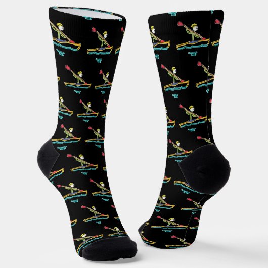 Kayaking-Strichmännchen Socken (Gewinkelt)