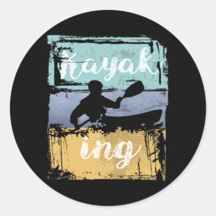 Kayaking T-Shirt - Vintag Retro Kayak Runder Aufkleber