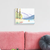 Kayaking the Lake | Landschaftliche Wasserfarbe Leinwanddruck (Insitu (Wohnzimmer))