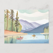 Kayaking the Lake | Landschaftliche Wasserfarbe Postkarte (Vorderseite)