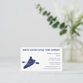 Kayaking Tours Lessons Sales Navy Blue Kayak Visitenkarte (Stehend Vorderseite)