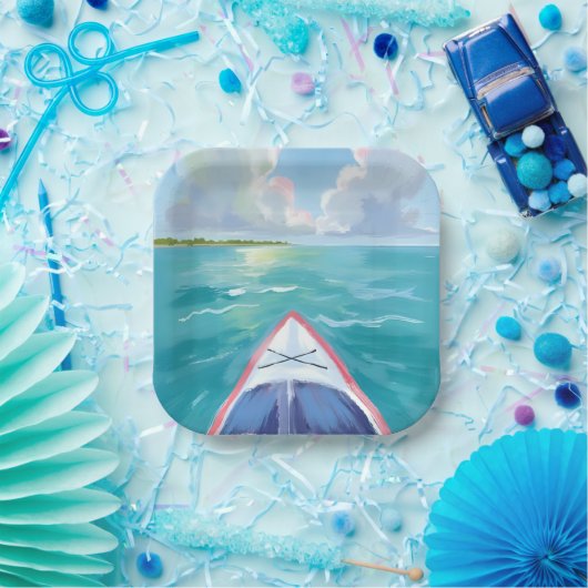 Kayaking Watercolor Painting Lake Pappteller (Party)