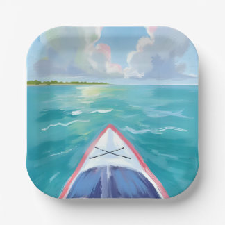 Kayaking Watercolor Painting Lake Pappteller