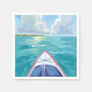 Kayaking Watercolor Painting Lake Serviette