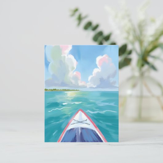 Kayaking Watercolor Postkarte (Stehend Vorderseite)