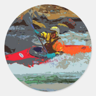 Kayaking Whitewater Runder Aufkleber