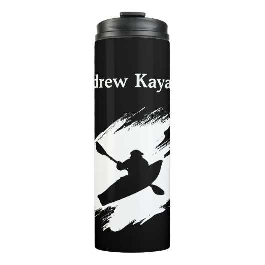 Kayaking - with Kayaker silhouette - Personalize Thermosbecher (Vorderseite)