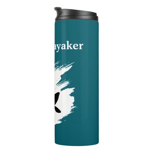 Kayaking - with Kayaker silhouette - Personalize Thermosbecher (Nach rechts gedreht)