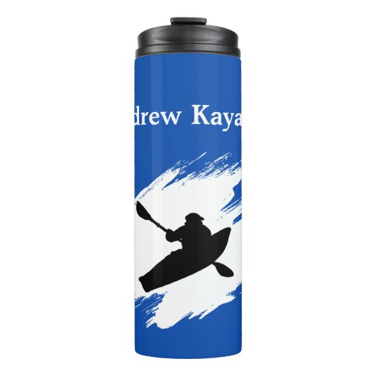 Kayaking - with Kayaker silhouette - Personalize Thermosbecher (Vorderseite)
