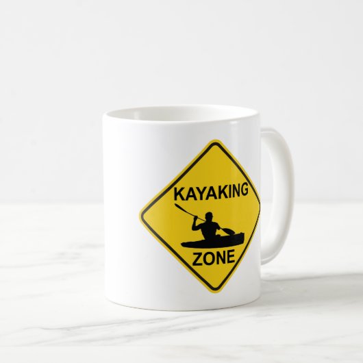 Kayaking Zone Road Sign Kaffeetasse (VorderseiteRechts)