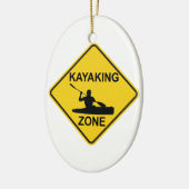 Kayaking Zone Road Sign Keramik Ornament (Links)
