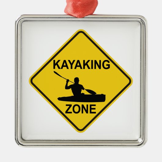 Kayaking Zone Road Sign Silbernes Ornament (Vorne)