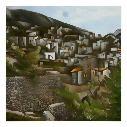 Kayakoy Historische griechische Häuser Abstrakt Poster (Vorderseite)