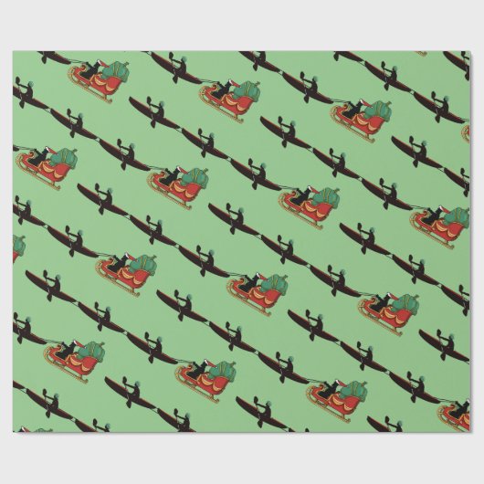 Kayaks Pulling Santa's Schlittenwrapping Paper Geschenkpapier (Flach)
