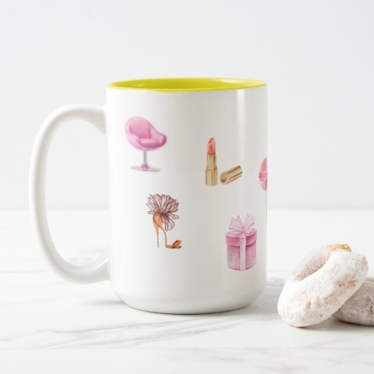 Kaye und Summer Whimsical Zweifarbige Tasse (Mit Donut)