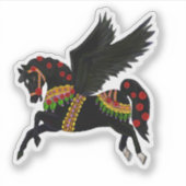 Kayemess Schwarzer Karussell Pegasus Aufkleber (Vorderseite)